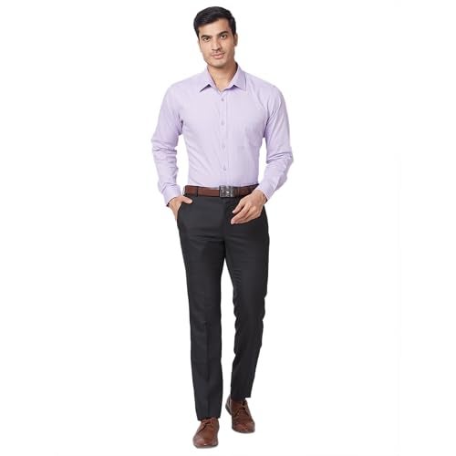 Raymond Men Slim Fit Structure Pattern Poly Viscose Blend Pleatless Formal Trouser (Size: 36)-RMTS05209-K8 Black - Image 5
