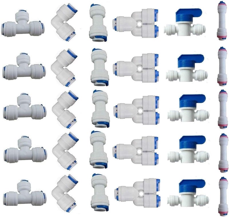 Liimevvon Lemoy 1/4" OD Quick Connect Push In to Connect Water Tube Fitting for RO Reverse Osmosis Water Filter Fittings Pack of 30 - Image 1