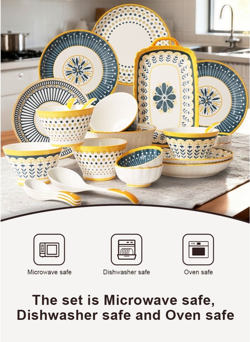 Gmisun 25 Pcs Dinnerware Set with Luxury High End Elegant Design,Ideal for Gifting, Oven, Dishwasher, and Microwave Safe - Nordic Style - Image 3
