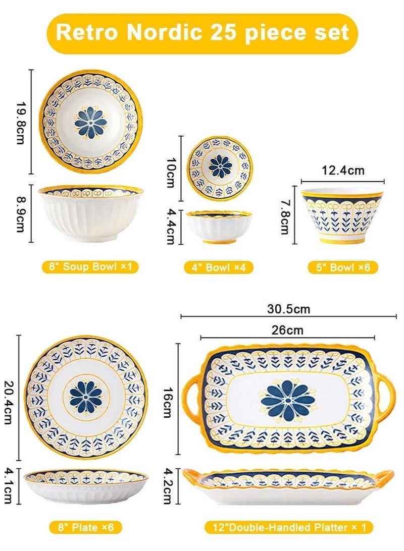 Gmisun 25 Pcs Dinnerware Set with Luxury High End Elegant Design,Ideal for Gifting, Oven, Dishwasher, and Microwave Safe - Nordic Style - Image 2