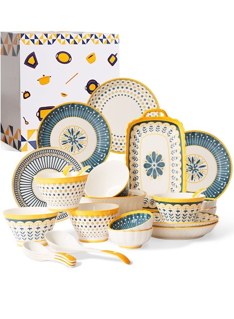 جميسون طقم أدوات مائدة مكون من 25 قطعة بتصميم أنيق فاخر، مثالي للهدايا، آمن للاستخدام في الفرن وغسالة الأطباق والميكروويف - على الطراز النوردي - Image 1