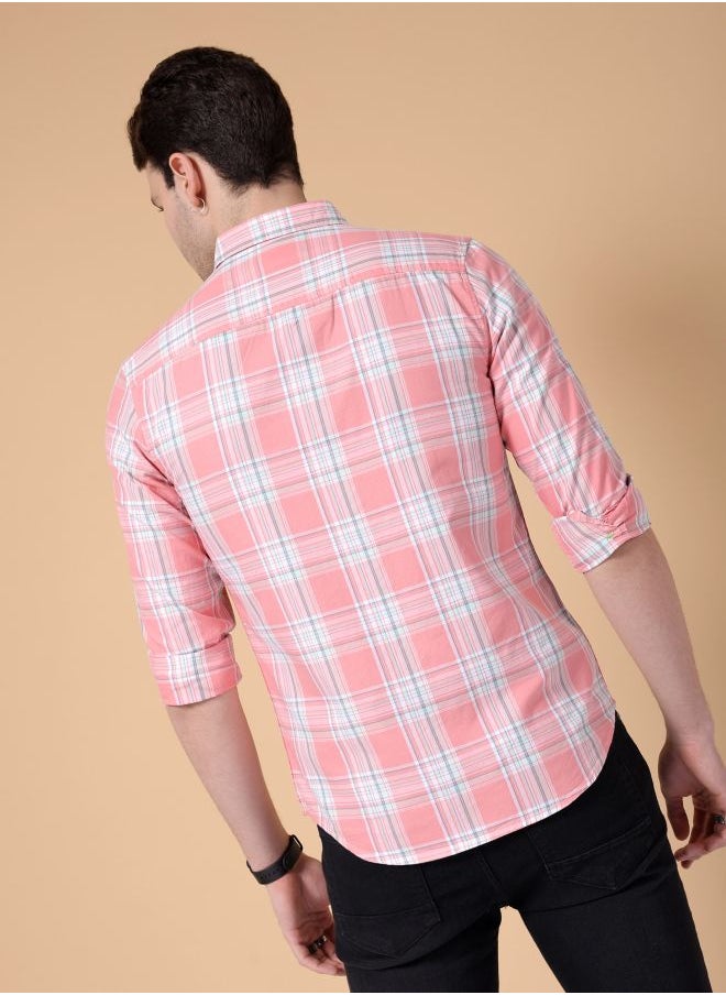 The Indian Garage Co Men Slim Fit Checkered Full Sleeves Cutaway Collar Casual Shirt  - Image 2