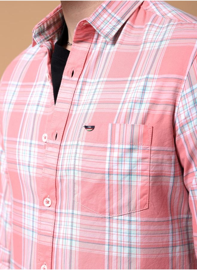The Indian Garage Co Men Slim Fit Checkered Full Sleeves Cutaway Collar Casual Shirt  - Image 4