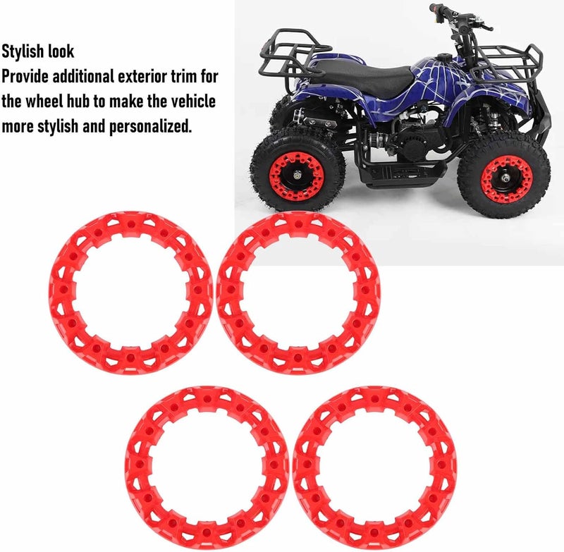 GLOGLOW 10 Inch ATV Wheel Tapato, ABS Material, Universal Fit for ATV and Go Kart, 4pcs Sports Look Green (Red) - Image 2