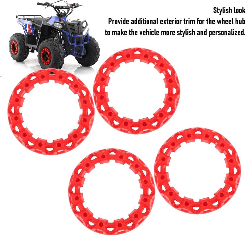 GLOGLOW 10 Inch ATV Wheel Tapato, ABS Material, Universal Fit for ATV and Go Kart, 4pcs Sports Look Green (Red) - Image 4