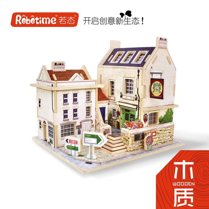 Ruostate Ruolai Wooden 3D Three-Dimensional Puzzle Children'S Educational Toys Diy Cabin Building Assembled Model Gift - Image 3