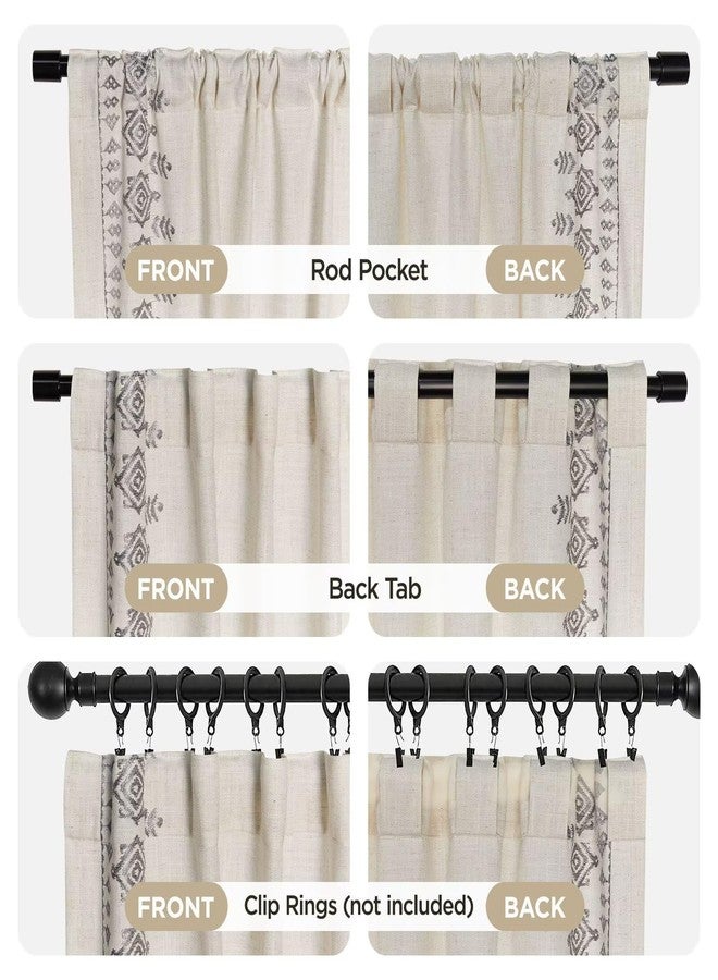 Joydeco Silver Grey Embroidered Curtains 90 Inch Long 2 Panel Set, Boho Patterned Linen Drapes for Living Room Bedroom, Light Filtering Cottage Curtain with Back Tab Rod Pocket (90" L x 50" W) - Image 5