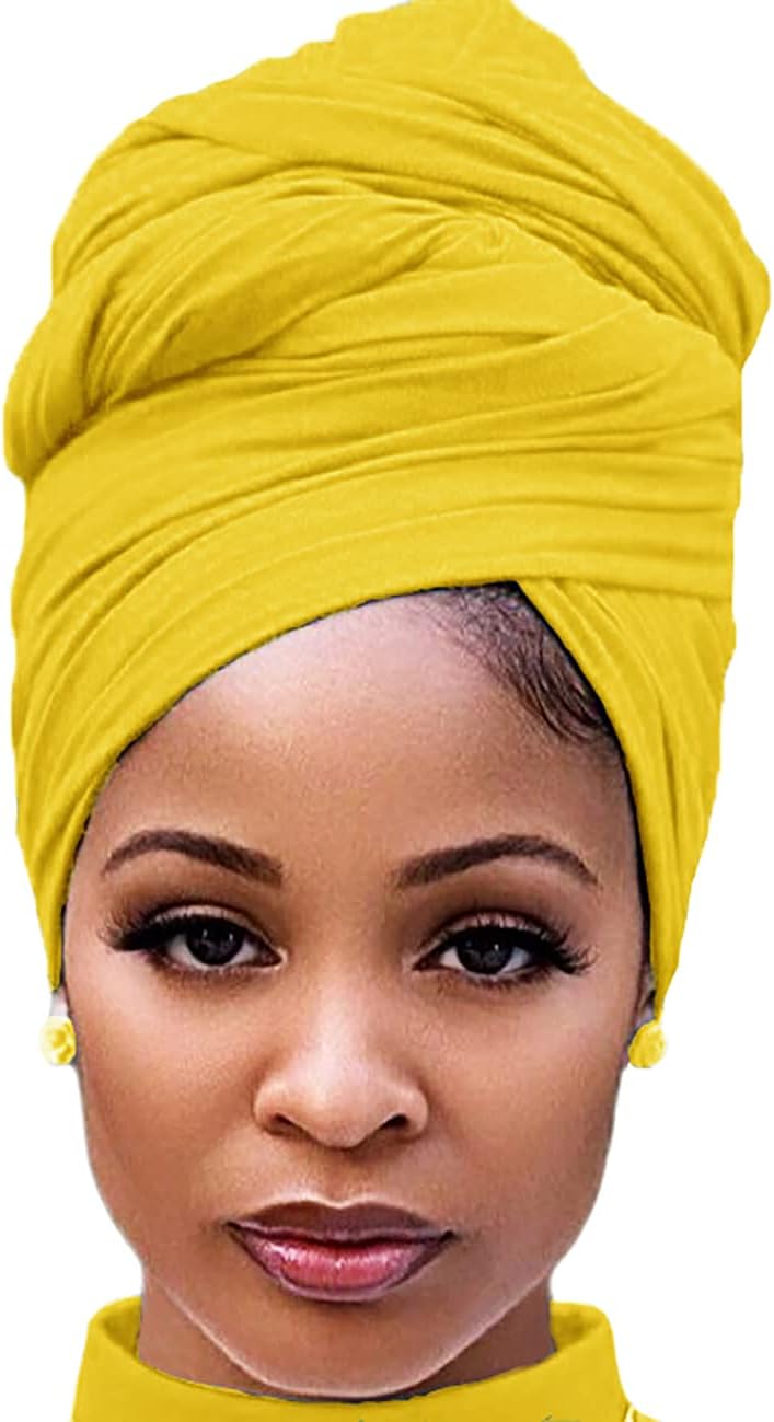 Harewom Head Wraps for Black Women Stretch Head Scarf Long African Hair Wraps Turban Headwraps Jersey Headbands - Image 1