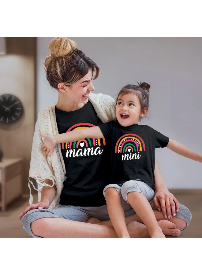 Matching Family Outfits  Mother and Daughter Rainbow T-Shirts – Matching Cotton Outfits for Mom and Kid – Family Look Casual Wear – Soft Regular Fit Tees for Beach, Outings, Photoshoots, or Everyday Fun Together  | Best Price UAE
