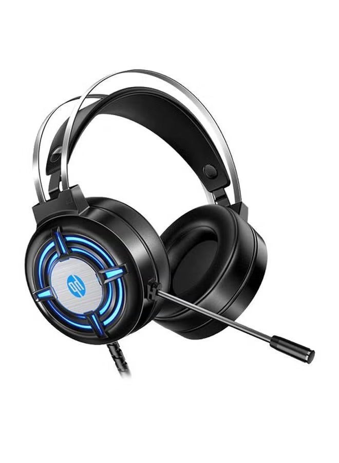 HP سماعة رأس للألعاب H120 بمنفذ USB وميكروفون، مشغلات صوت 50 مم، صوت ستيريو، تصميم يغطي الأذن بالكامل، إضاءة LED، كابل بطول 2.2 متر، لون أسود - Image 2