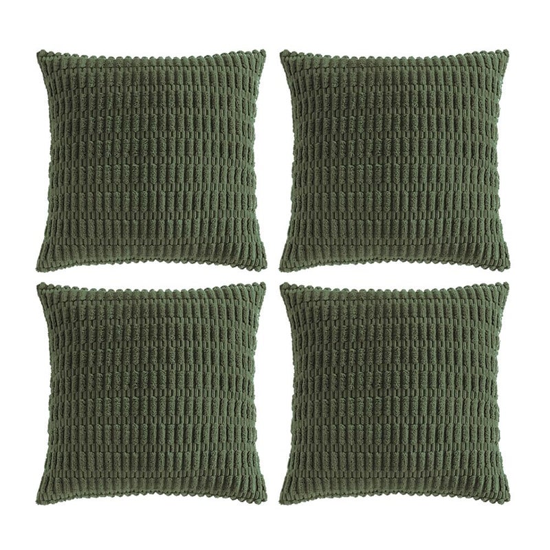 Fancy Homi 4 Packs Decorative Throw Pillow Covers for Living Room Couch Bed Modern Farmhouse Boho Home Dcor Accent Cushion Case 18 x 18 Olive Green - Image 2
