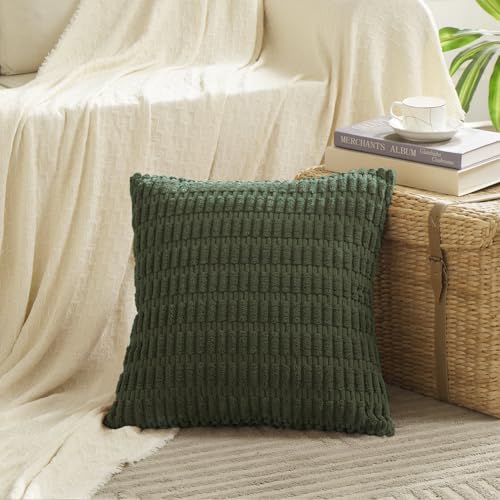Fancy Homi 4 Packs Decorative Throw Pillow Covers for Living Room Couch Bed Modern Farmhouse Boho Home Dcor Accent Cushion Case 18 x 18 Olive Green - Image 3