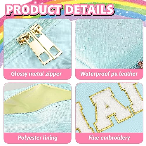 Gosuoa Preppy Makeup Bag,Skincare Bag,PU Leather Portable Waterproof Preppy Stuff for Travel Toiletry Bag,Makeup Bag for Girls Women - Image 3