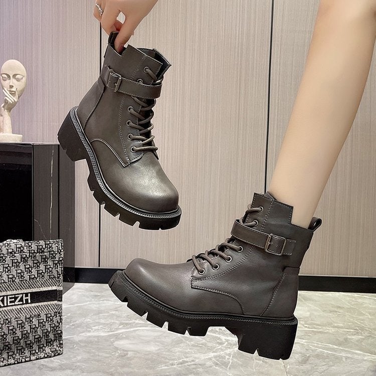 Plus Size Buckle Classic Martin Boots Low Round Head Lace-Up Women'S Boots Temu Women'S Boots - Image 5