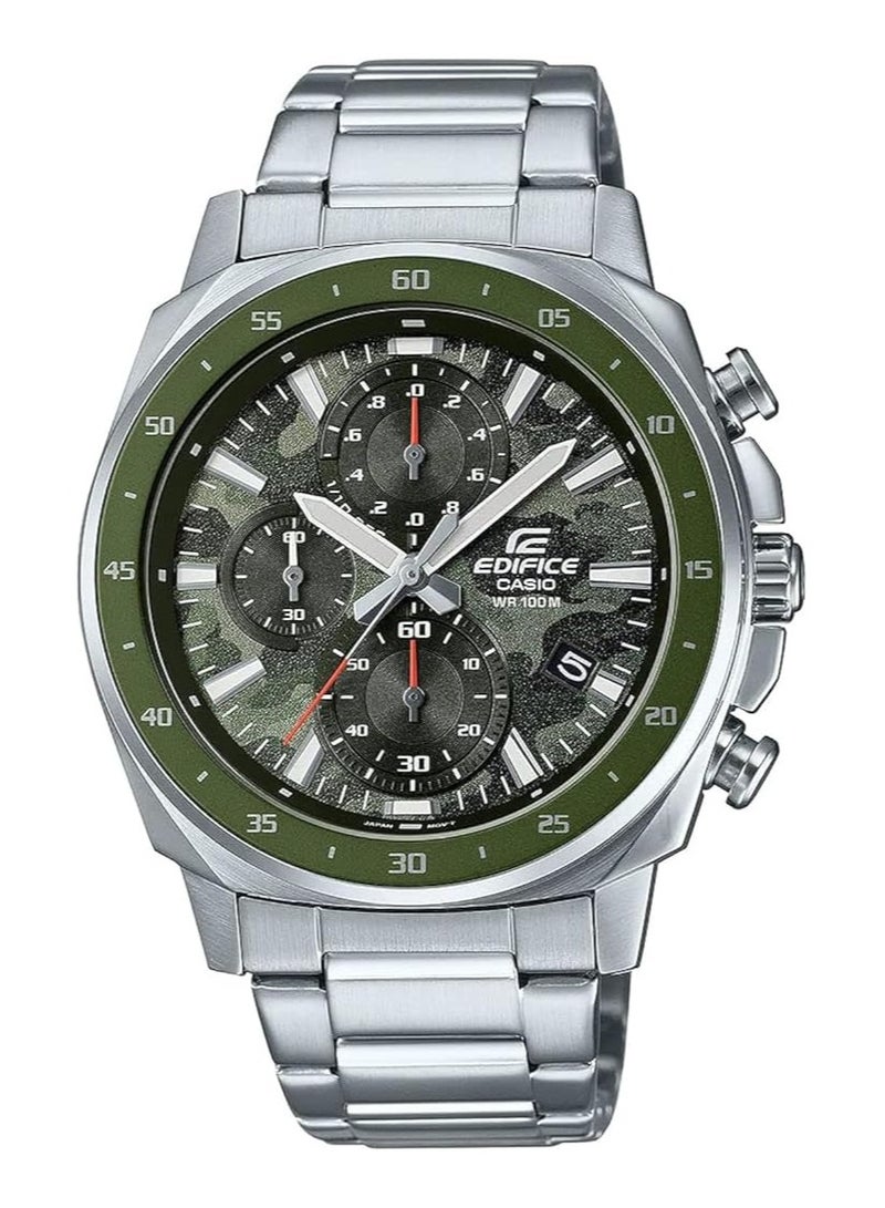 Casio Edifice Men's Watch - EFV-600D-3CVUDF green Dial, Silver Band - Image 1