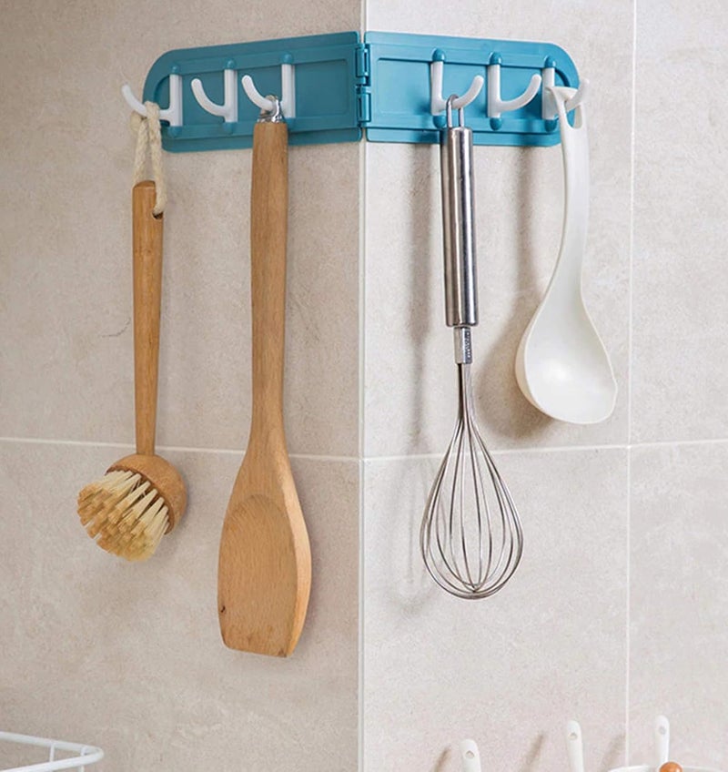MEZON ABS Plastic Kitchen Creative Corner 6 Hooks Bathroom Folding Wall Mounted Storage Hanging Cabinet Cabinet Rack Key Hook Holder Multi Color - Image 4