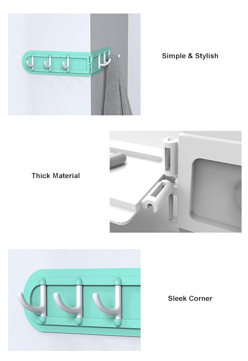 MEZON ABS Plastic Kitchen Creative Corner 6 Hooks Bathroom Folding Wall Mounted Storage Hanging Cabinet Cabinet Rack Key Hook Holder Multi Color - Image 5