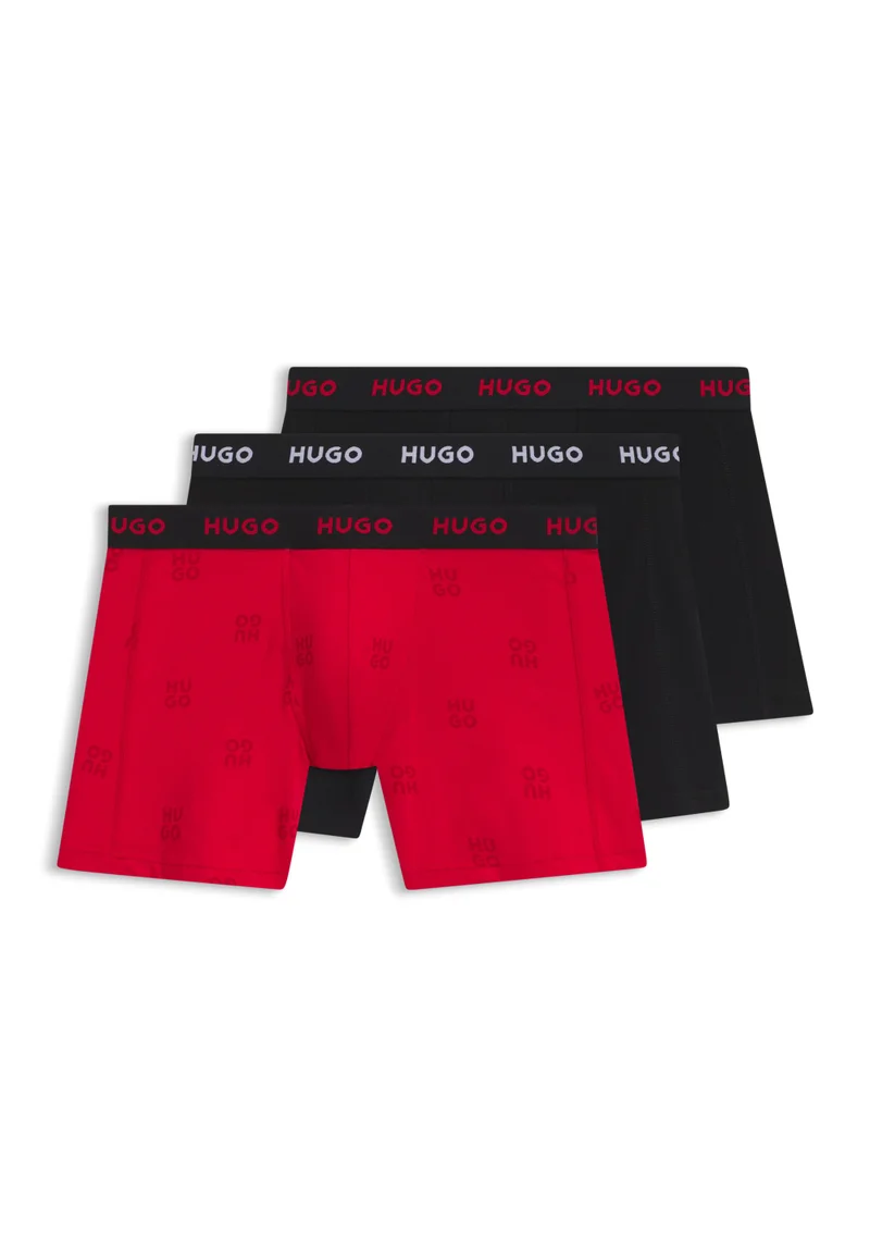 HUGO Open Red Three-pack boxer briefs in stretch cotton for Men | Best Price UAE