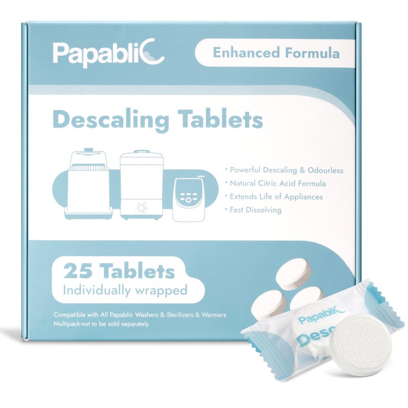 Papablic Descaling Tablets, 25 Count â€“ Compatible with Baby Brezza, Momcozy, Bottle Washer, Warmer, Sterilizer & Formula Maker â€“ Removes Milk & Limescale for Better Performance - Image 1