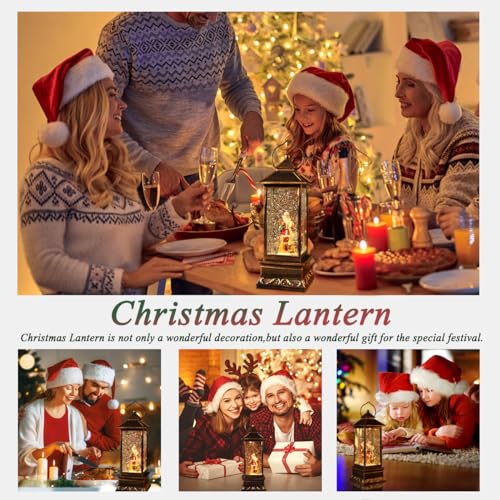 JEDAWN Musical Rotating Christmas Snow Globe Lantern with Santa Claus - Lighted Sparkling Water Lantern with 8 Festive Songs & Timer, Indoor Christmas Decorations for Home/Party - Image 5