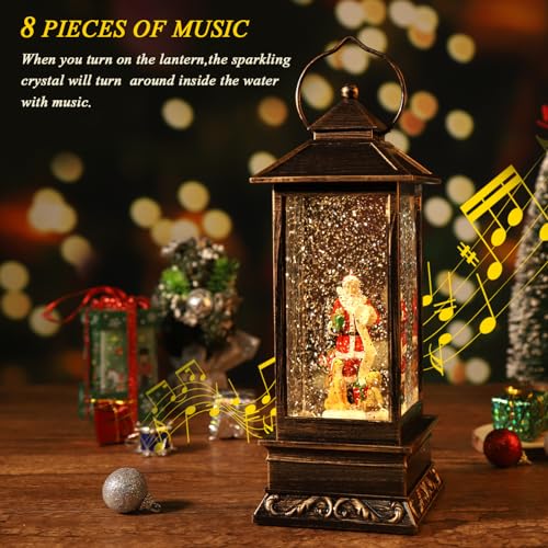 JEDAWN Musical Rotating Christmas Snow Globe Lantern with Santa Claus - Lighted Sparkling Water Lantern with 8 Festive Songs & Timer, Indoor Christmas Decorations for Home/Party - Image 4