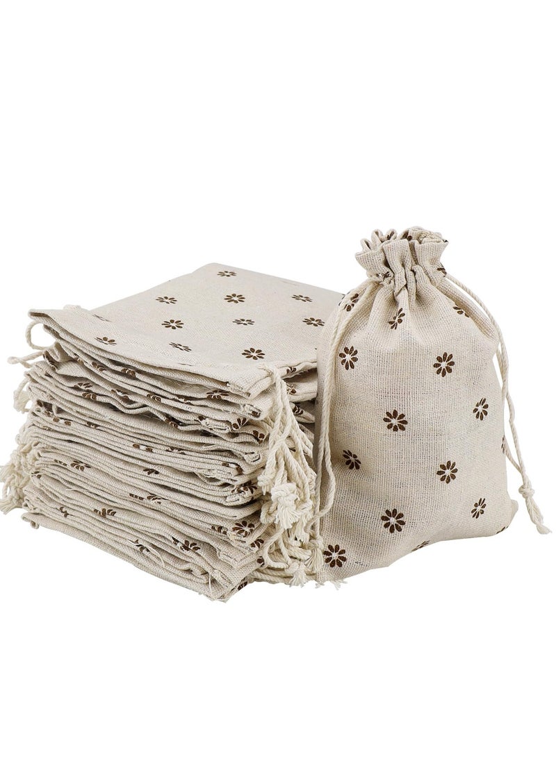 KASTWAVE - 20 Pack Cotton Drawstring Bags, Linen Bags, Reusable Fabric Small Drawstring Bag, Suitable for Wedding Party Birthday Gifts (13x18 cm) - Image 1