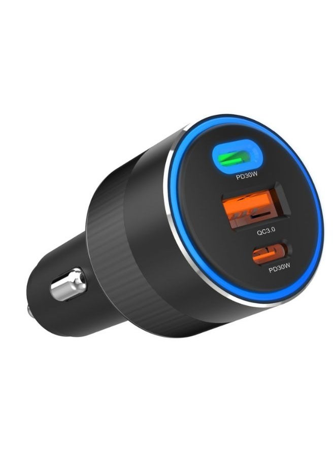 TIKNIA 84W USB C Fast Car Charger, 3-Ports USB Charger PD 30W + 30W & QC 3.0 Fast Car Adapter Compatible with iPhone, iPad, Tablet & Android, Car Fast Charger Power Adaptor  - Image 1