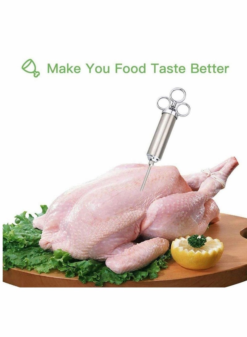 Y&D Meat Injector, Stainless Steel Marinade Flavour Food Syringe with 3 Needles/ 2oz Barbecue Kits 2 Cleaner Brushes, 4 Spare O-Rings  - Image 3
