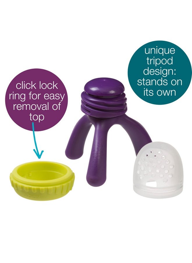 b.box b.box Silicone Fresh Food Feeder | Ages 4 Months+ | Tripod Design Easy for Baby to Hold | Perfect for Fresh or Frozen Foods | Cap Included for On The Go | Dishwasher Safe (Passion Splash)  - Image 2