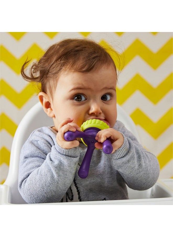 b.box b.box Silicone Fresh Food Feeder | Ages 4 Months+ | Tripod Design Easy for Baby to Hold | Perfect for Fresh or Frozen Foods | Cap Included for On The Go | Dishwasher Safe (Passion Splash)  - Image 1