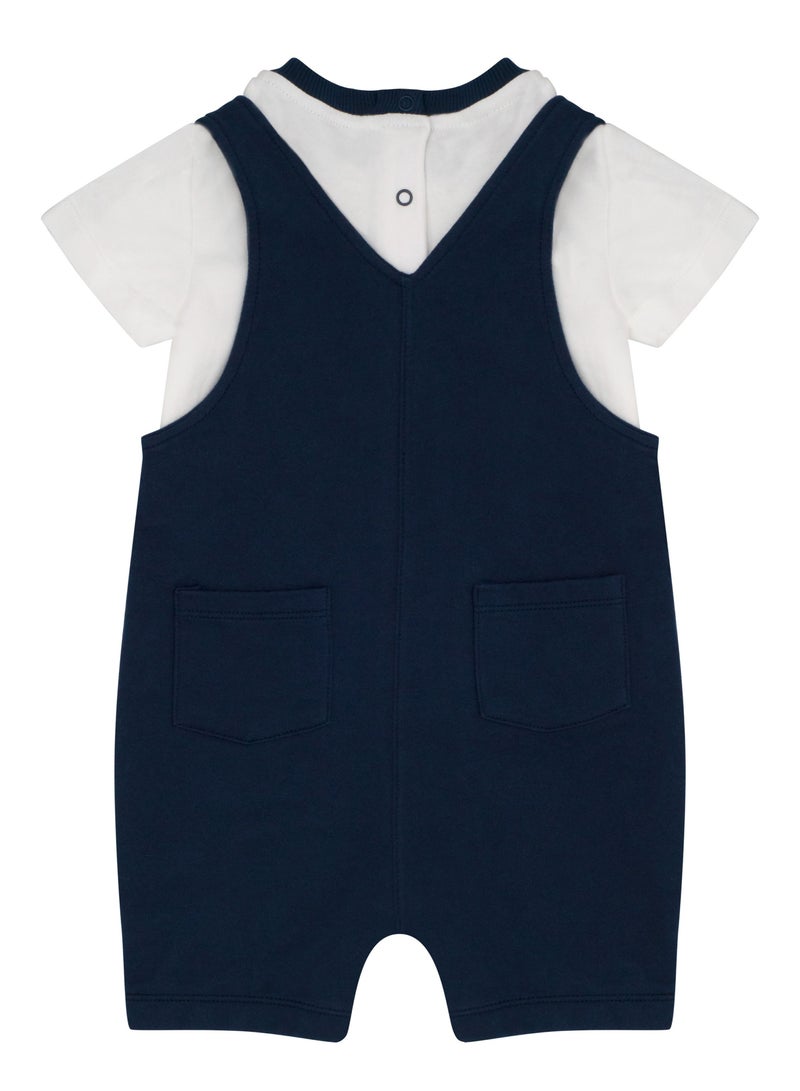 Moon تي شيرت بولو 100% قطن وشورت دنجاري 12-18 شهر أزرق - رياضي بحري - Image 2