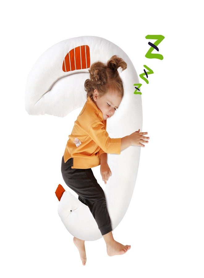 Choc chick Curve Long Kids Body Pillow,36X27inches Swans Shape Soft Child Hug Sleep Toddler Pillow,Hand Washable 100% Organic Cotton Pillowcase Toddler Pillows for Sleeping - Image 1