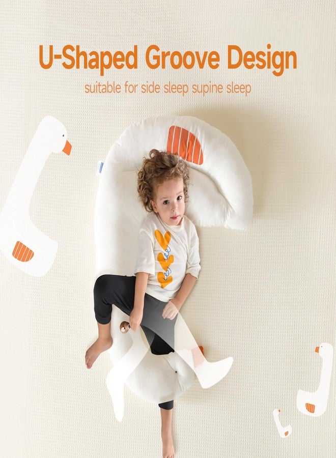 Choc chick Curve Long Kids Body Pillow,36X27inches Swans Shape Soft Child Hug Sleep Toddler Pillow,Hand Washable 100% Organic Cotton Pillowcase Toddler Pillows for Sleeping - Image 3