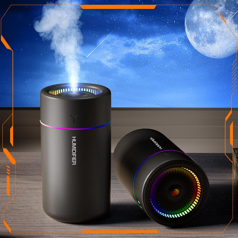 KISSWILL Mini Humidifier, USB Personal Desktop Humidifier for Car, Office, Bedroom etc. Auto Shut-Off, 2 Mist Modes, Super Quiet - (BL - Black) - Image 1