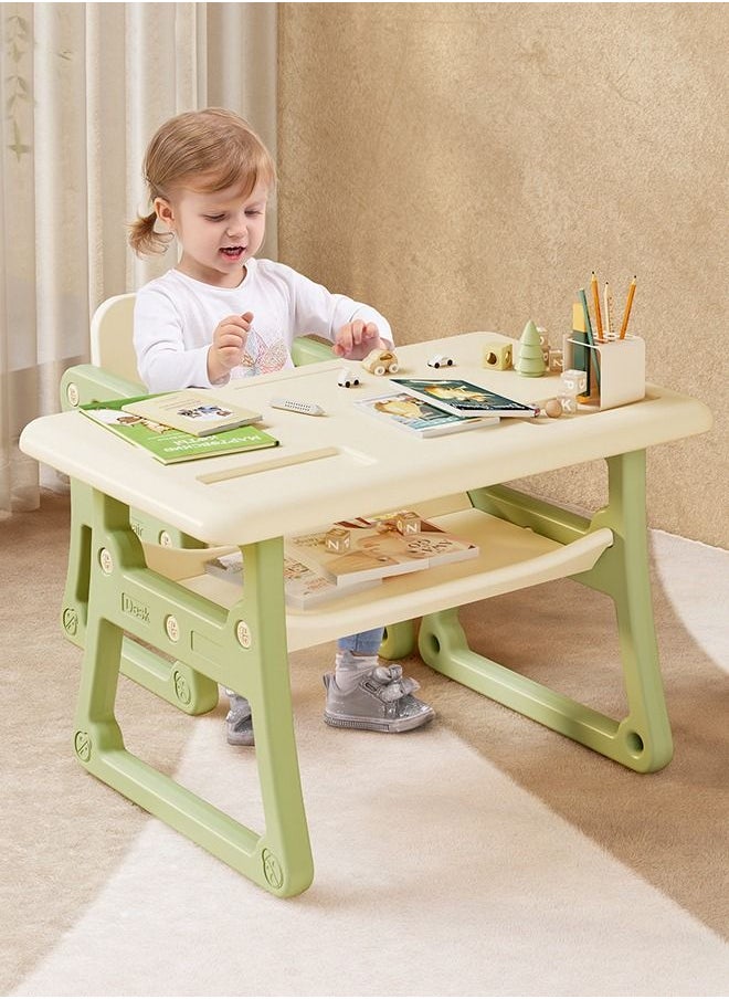 JSAITOYS Storage Drawer Plastic Baby Foldable Activities Ergonomic Tables And Chair Set For Kids Bedroom  - Image 1