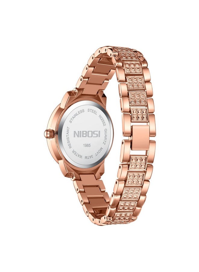 NIBOSI - NIBOSI Women Wrist Watches Analog Stainless Steel Rose Gold Band and Dial Women's Watch for Girls&Miss&Ladies Diamond Studded with Stylish Girlfriend Watches - Image 1