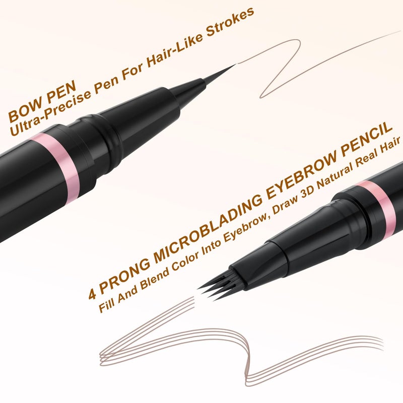 LAVONE Eyebrow Pencil Makeup Kit, with Waterproof 2-IN-1 Microblading Eyebrow Pen, Eyebrow Pomade, Eyeliner and Dual-ended Eyebrow Brush, Brow Pencil Kit for Natural Eyebrows - Ash Blonde - Image 3