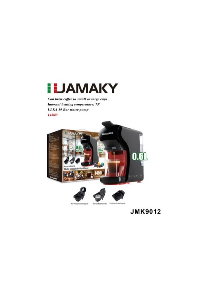 JAMAKY Multi Capsule Coffee Maker with Italian technology , Household 1450W Automatic Drip Coffee Machine 0.6L Water Capacity  - Image 1