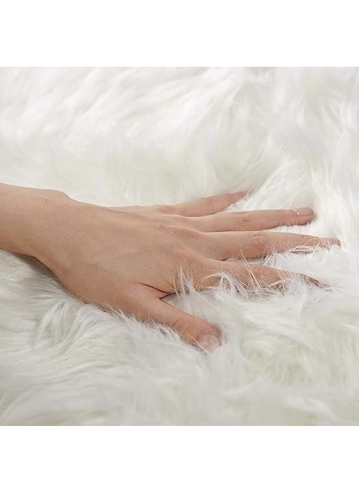 CottonFry CottonFry Faux Fur Wave Size Rug for Bedroom Fluffy Soft Sheepskin Rug 25x5ft Plush Area Shaggy Rugs Floor Carpets for Nursery Bedside Cute Fuzzy Home Decor White ARC 25X5 Feet  - Image 3