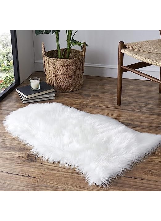 CottonFry CottonFry Faux Fur Wave Size Rug for Bedroom Fluffy Soft Sheepskin Rug 25x5ft Plush Area Shaggy Rugs Floor Carpets for Nursery Bedside Cute Fuzzy Home Decor White ARC 25X5 Feet  - Image 1
