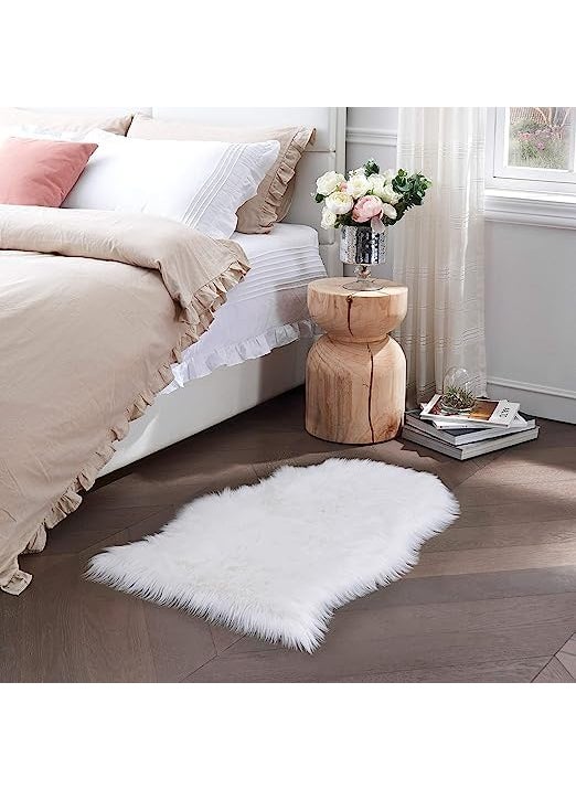 CottonFry CottonFry Faux Fur Wave Size Rug for Bedroom Fluffy Soft Sheepskin Rug 25x5ft Plush Area Shaggy Rugs Floor Carpets for Nursery Bedside Cute Fuzzy Home Decor White ARC 25X5 Feet  - Image 2
