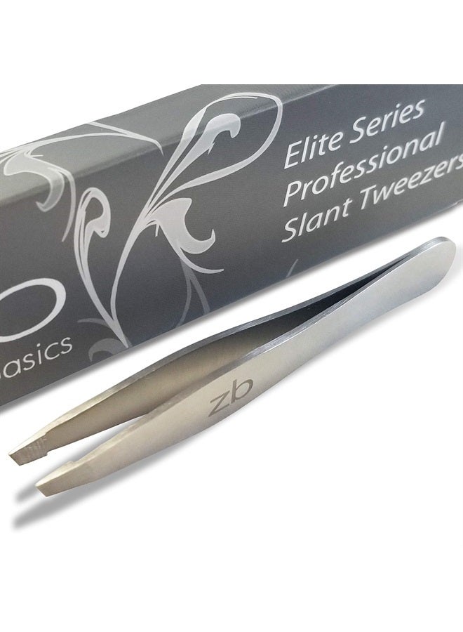 Elite Series Slant Tweezers - Surgical Grade Stainless Steel for Professionals (Satin Finish)