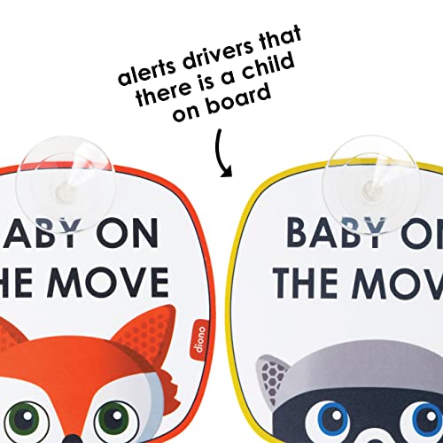 Diono Baby On The Move 2 Pack of Baby On Board Car Window Stickers with Suction Cups - Image 3