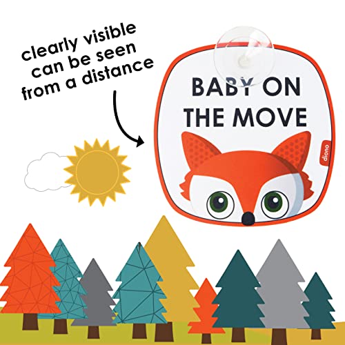 Diono Baby On The Move 2 Pack of Baby On Board Car Window Stickers with Suction Cups - Image 4