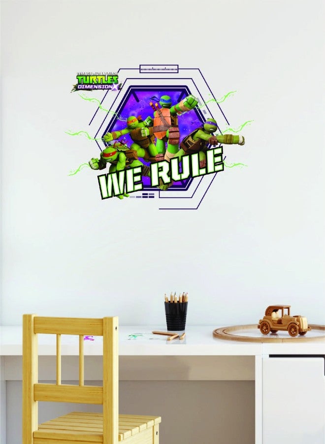 Asian Paints ملصق جداري أصلي من Asian Paints Wall Ons بتصميم سلاحف النينجا بحجم كبير جدًا - ملصق جداري قابل للإزالة واللصق - يغطي مساحة 1.4 قدم ارتفاعًا × 2 قدم عرضًا على الحائط - ديكور غرفة الأطفال - Image 2