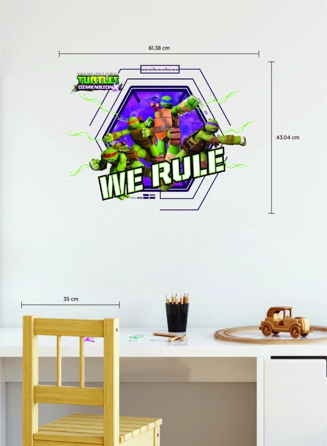 Asian Paints ملصق جداري أصلي من Asian Paints Wall Ons بتصميم سلاحف النينجا بحجم كبير جدًا - ملصق جداري قابل للإزالة واللصق - يغطي مساحة 1.4 قدم ارتفاعًا × 2 قدم عرضًا على الحائط - ديكور غرفة الأطفال - Image 3