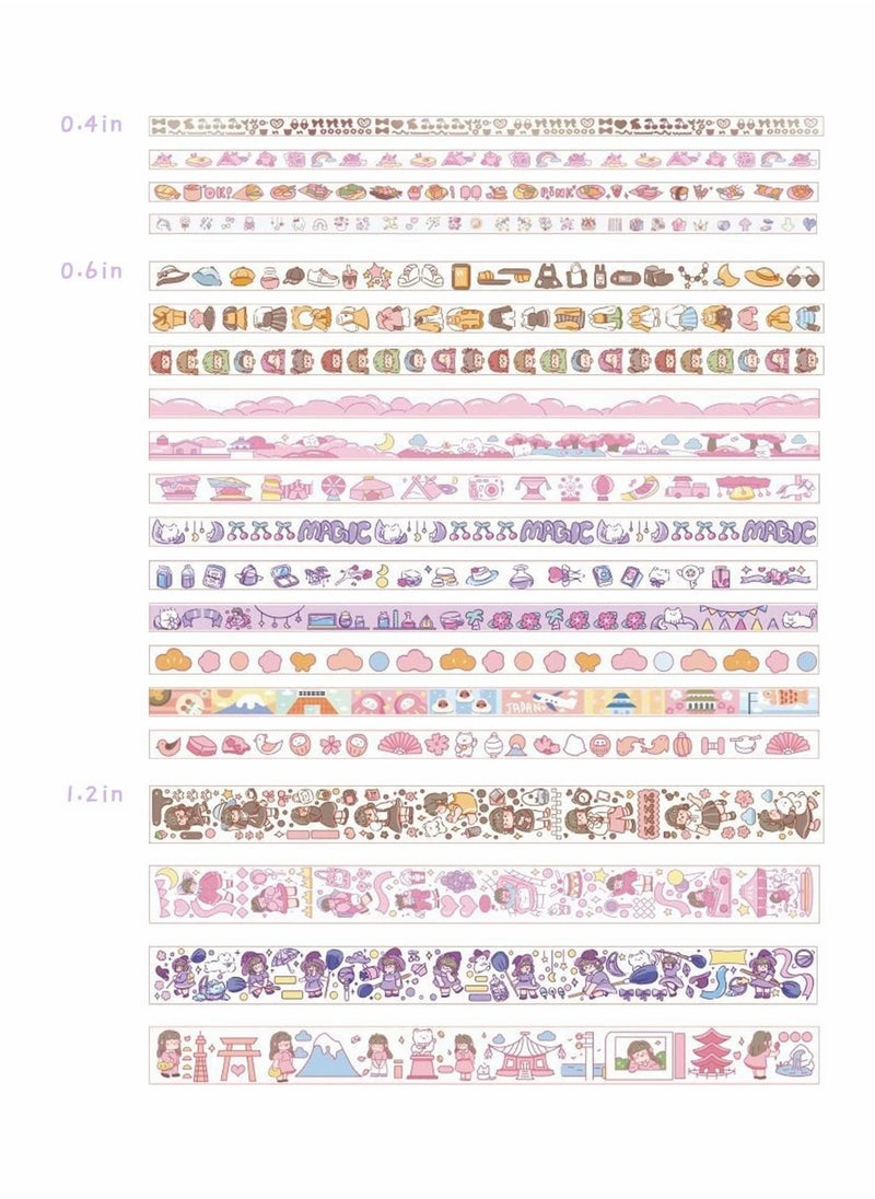 Y&D 20 Rolls Cute Washi Tape Set, Wide Kawaii Cartoon Animals Aesthetic Decorative Masking Sets for Scrapbook, Journaling, Kid's DIY Craft, Scrapbooking Supplies  - Image 2