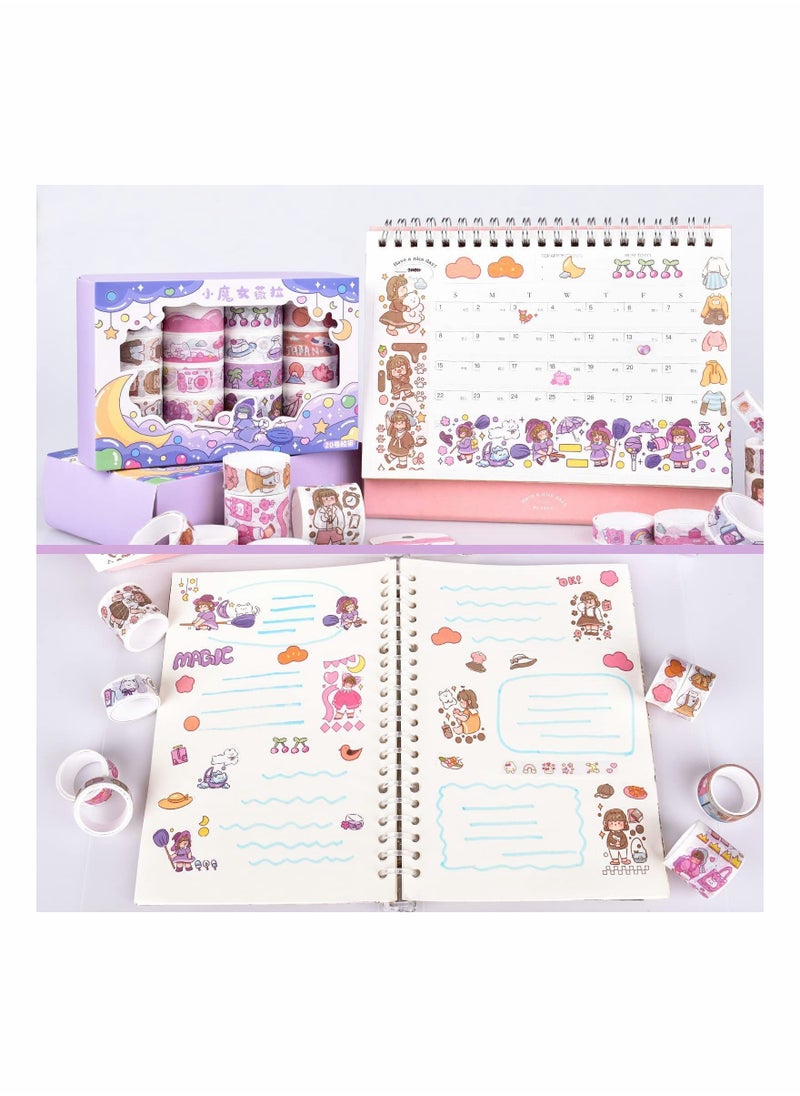 Y&D 20 Rolls Cute Washi Tape Set, Wide Kawaii Cartoon Animals Aesthetic Decorative Masking Sets for Scrapbook, Journaling, Kid's DIY Craft, Scrapbooking Supplies  - Image 4