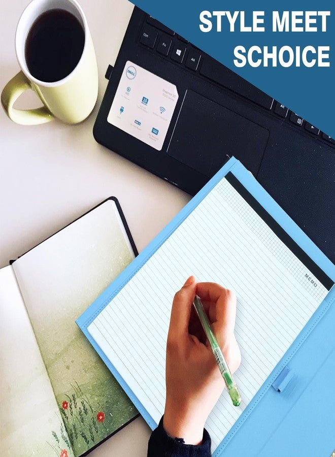 Tiankool Padfolio Portfolio Binder for Women - Stylishly Business Folder for Interview Resumes, Legal Documents | Notepad Not Included, Faux Leather, Blue - Image 5