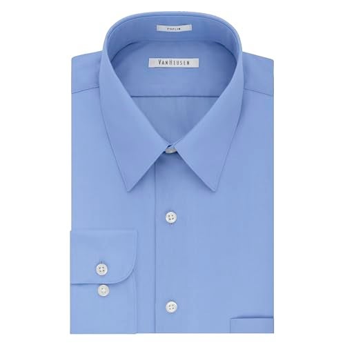 Van Heusen قميص رسمي للرجال من فان هيوزن بتصميم عادي من قماش البوبلين، أزرق كامي، 18" للرقبة و34"-35" للأكمام - Image 3